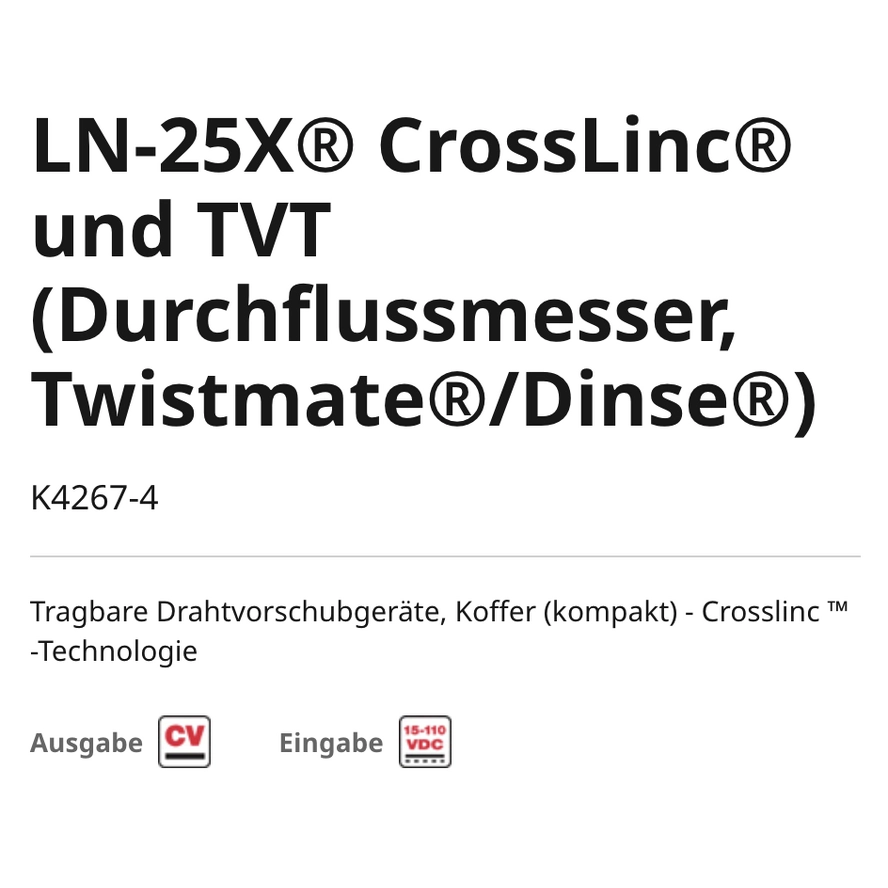 Lincoln LN-25X® CrossLinc® und TVT (Durchflussmesser, Twistmate®/Dinse®)